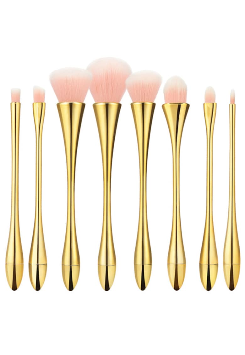 Set 8 pensule  cu maner metalic - auriu