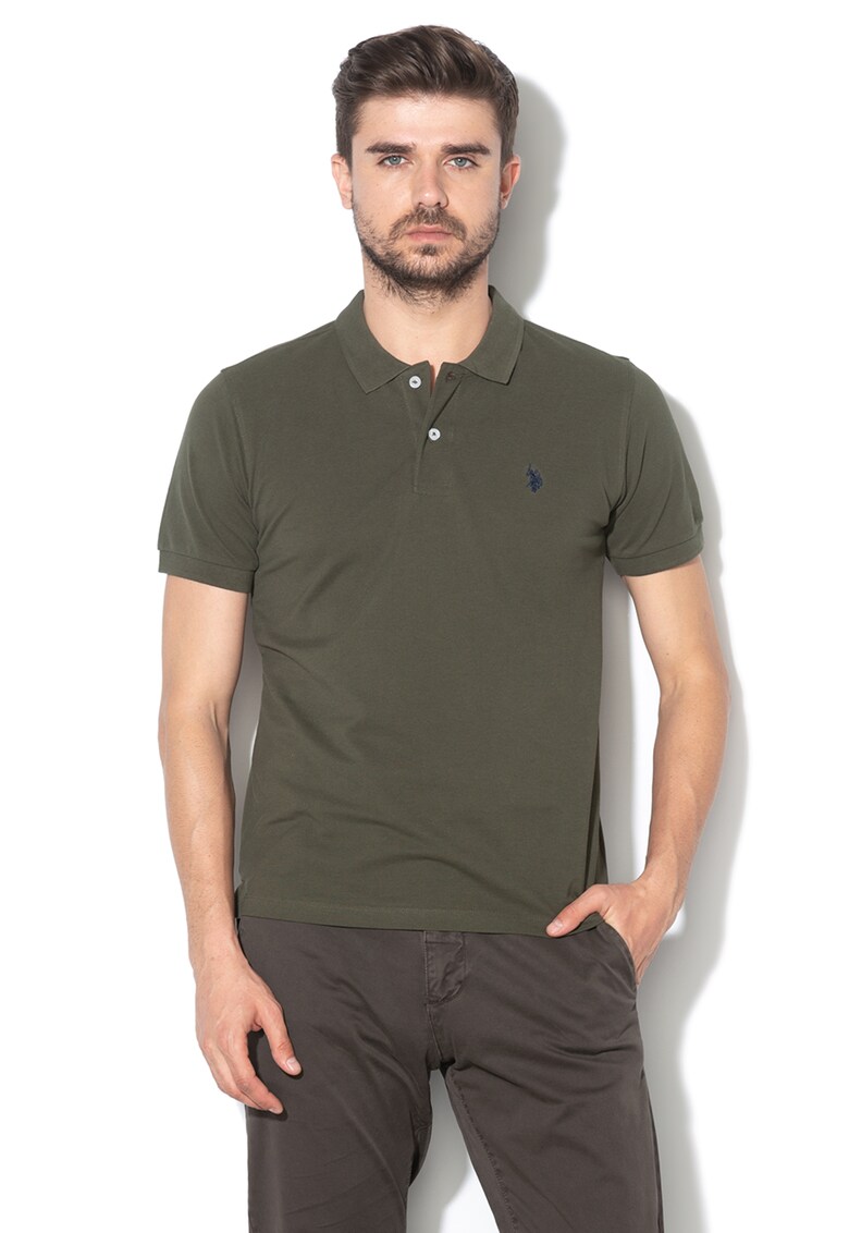 Tricou polo din pique cu broderie logo