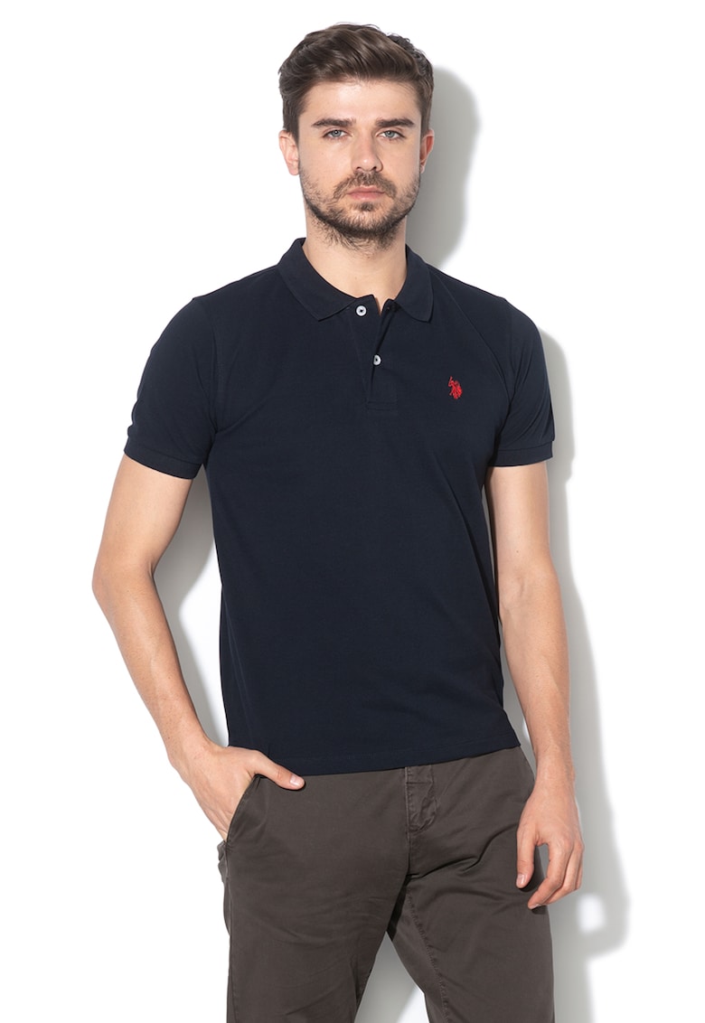 Tricou polo din pique cu broderie logo