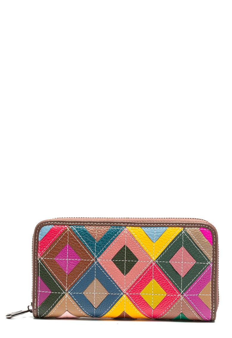 Portofel de piele cu model geometric
