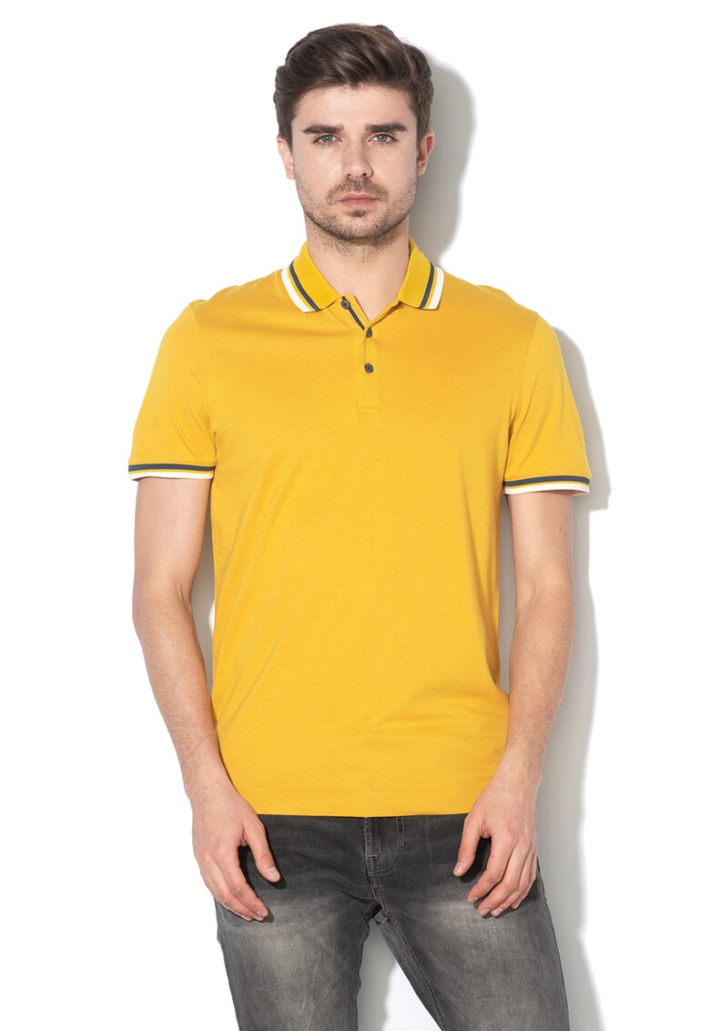 Tricou polo din amestec de modal - cu garnituri contrastante Kazza