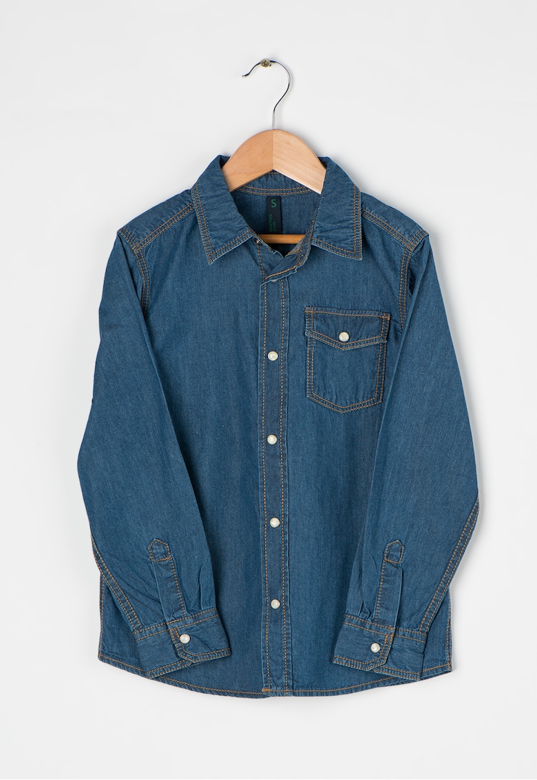 Camasa albastra din denim cu capse