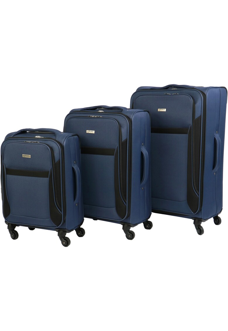 Set trolere textil Brussels - 55 cm + 65 cm + 75 cm - Albastru