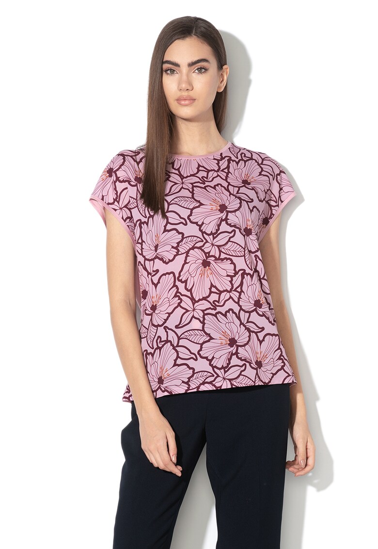 Tricou cu imprimeu floral si model 2in1 Cordine