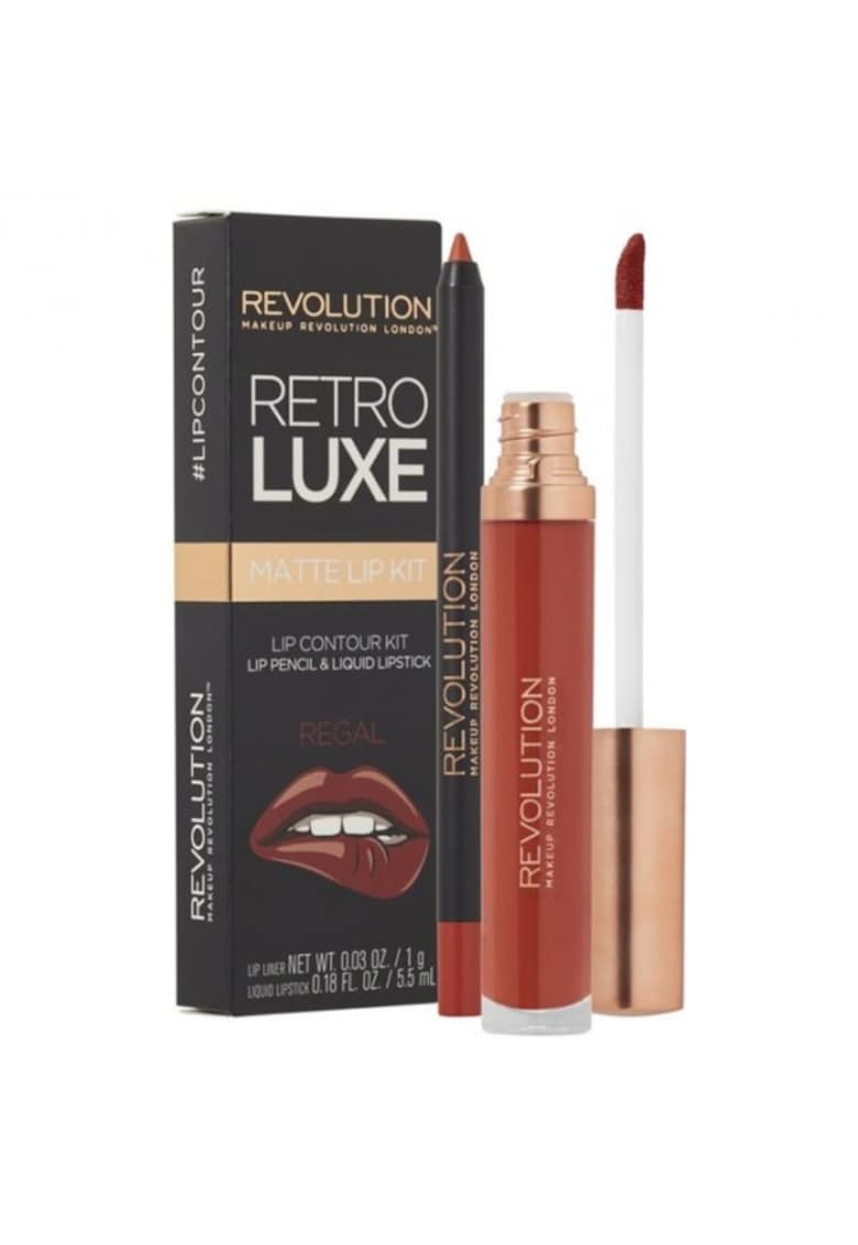 Set de buze mat Luxe Kits: Creion de buze - 1 g + Luciu de buze - 5.5 ml - Regal - Retro Luxe