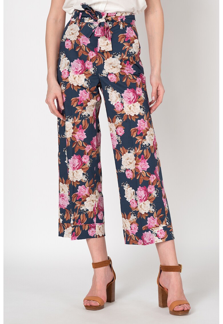 Pantaloni cu talie inalta si model floral Mogol