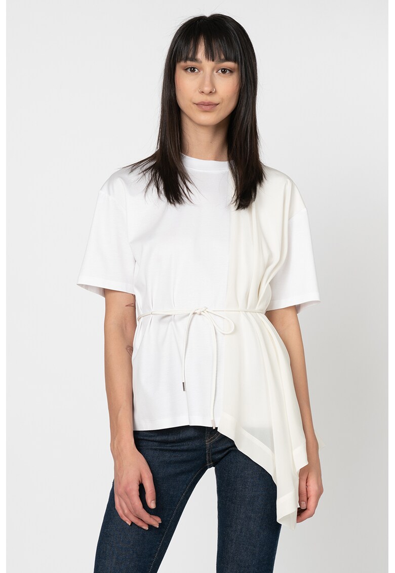 Bluza din amestec de modal cu model asimetric