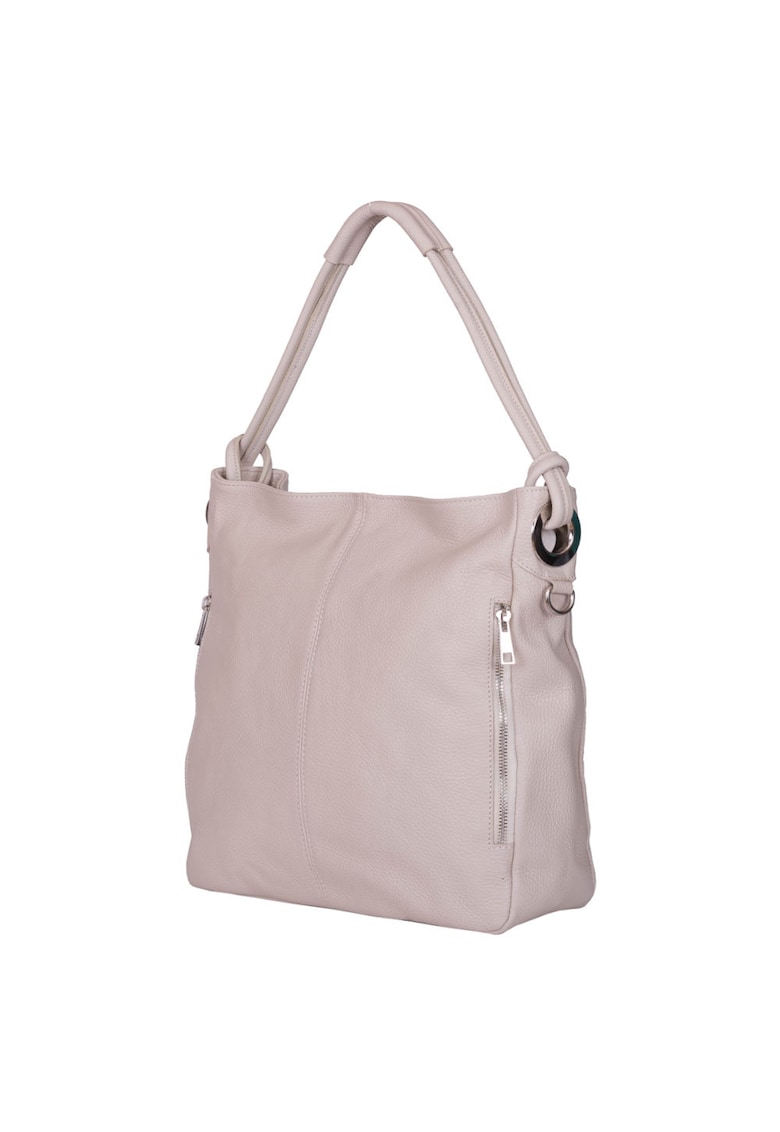 Geanta dama din piele naturala Mia gri - Crem