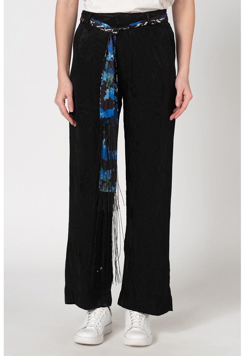 Pantaloni palazzo cu model tropical Glyfara