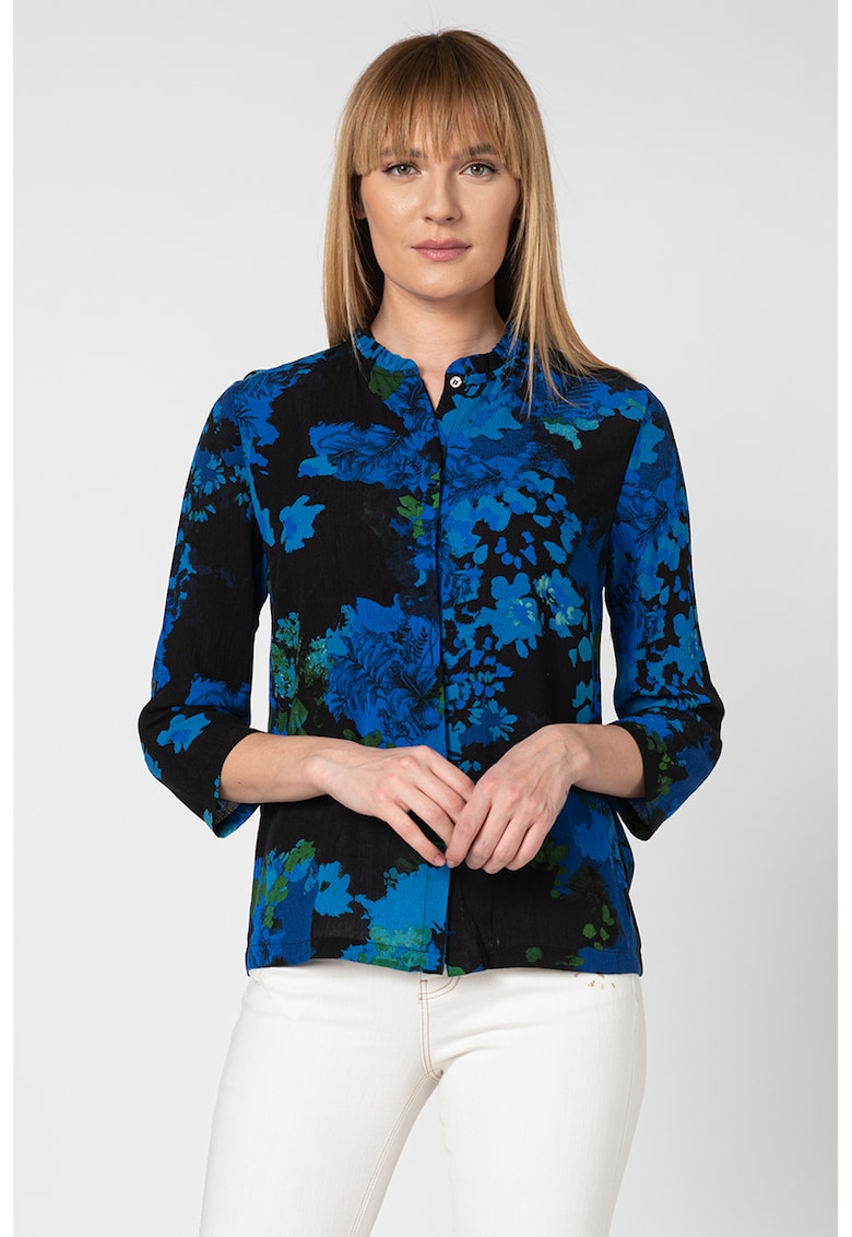 Camasa cu imprimeu floral si aspect sifonat Ancona - Negru/Albastru