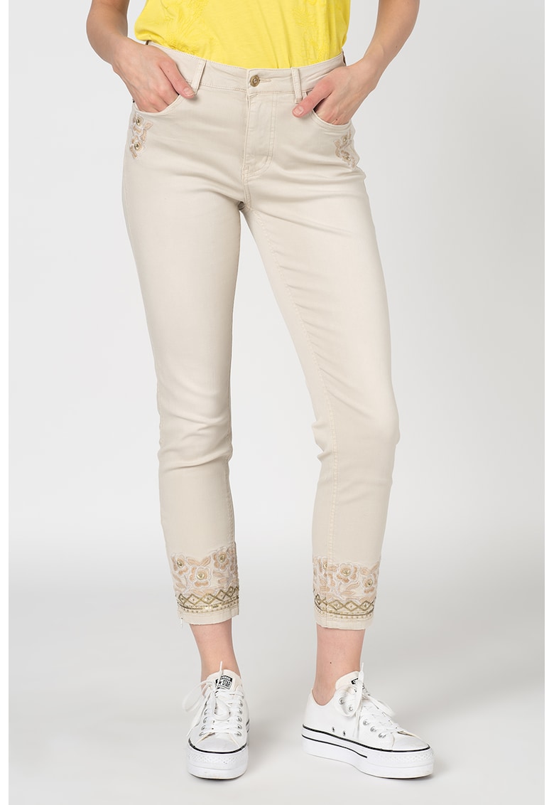 Pantaloni skinny din amestec de modal cu slituri cu fermoar la glezna Carmina