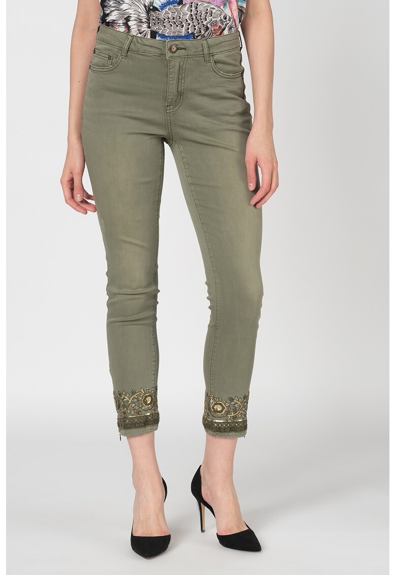 Pantaloni skinny cu aplicatii din paiete Oneil