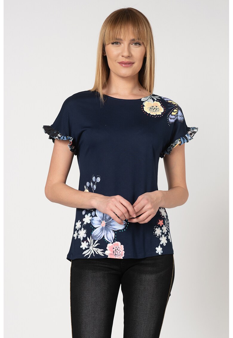 Tricou din jerseu cu imprimeu floral Munich