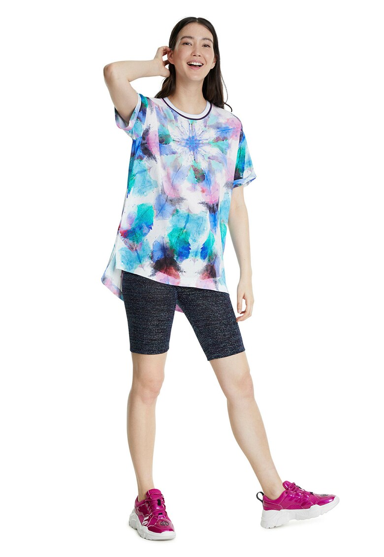 Tricou din bumbac cu aspect tie-dye