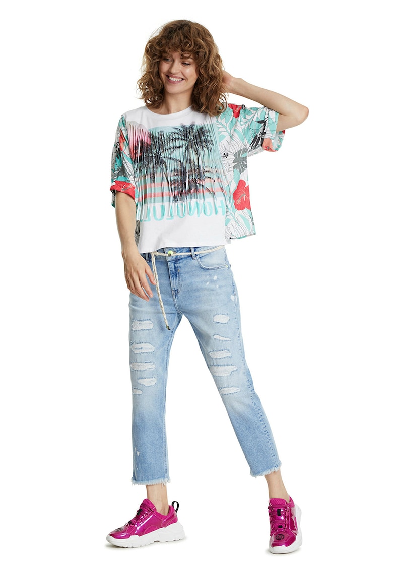 Tricou lejer cu model tropical