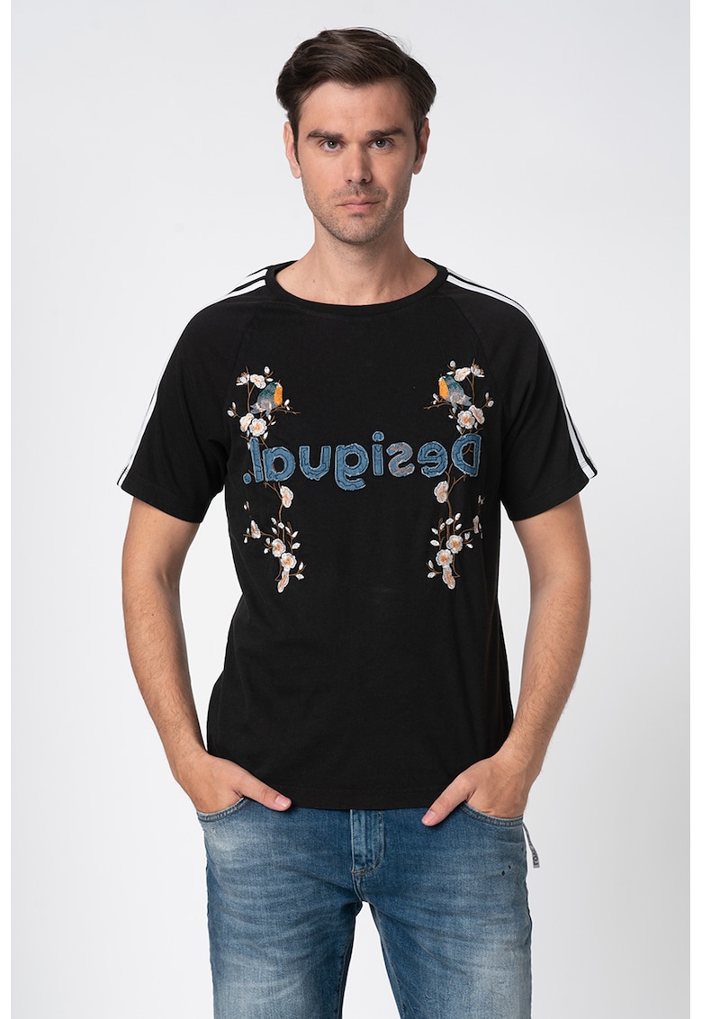 Tricou cu aplicatie logo de denim Malcom