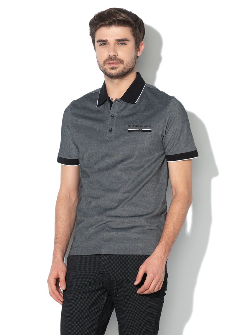 Tricou polo slim fit din material pique