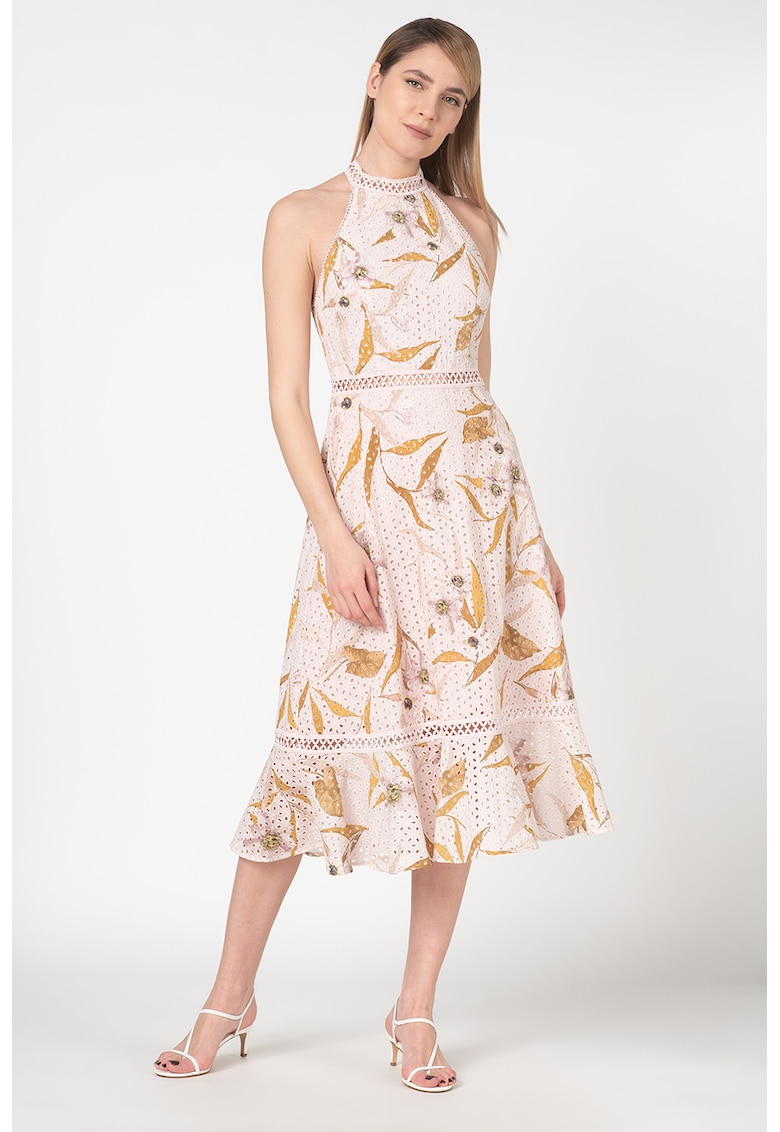 Rochie din dantela sangallo cu imprimeu floral Floxyy