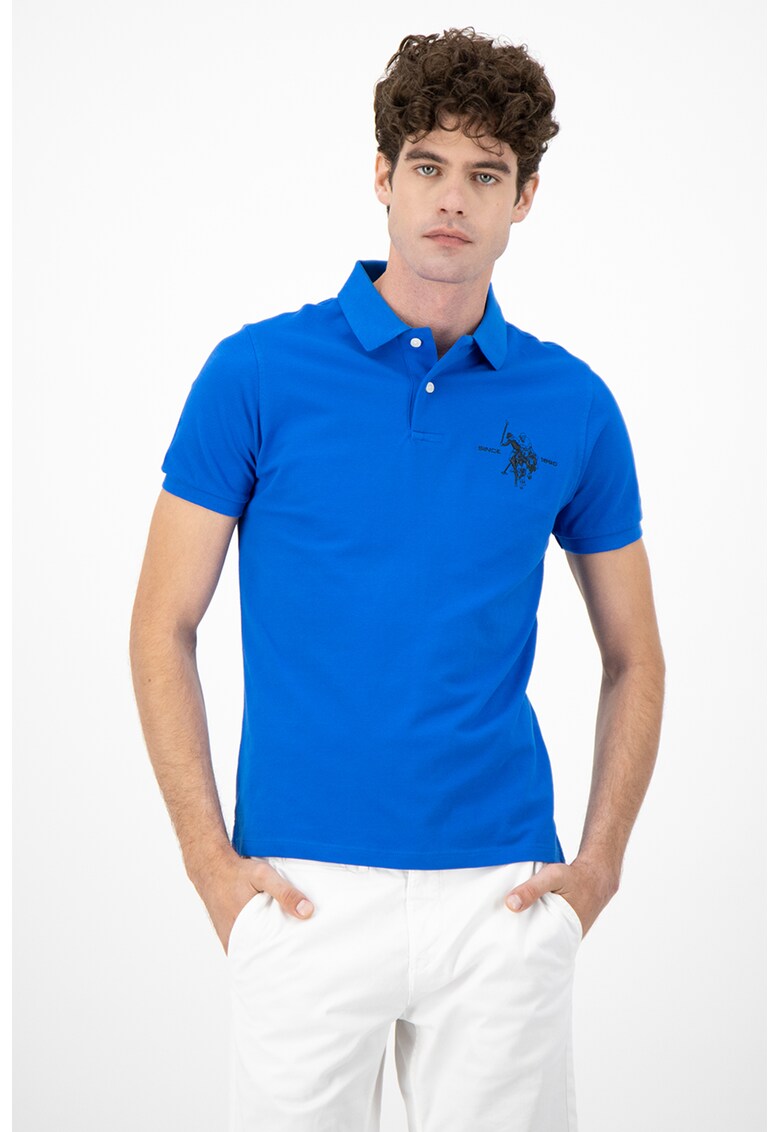 Tricou polo din material pique cu logo brodat