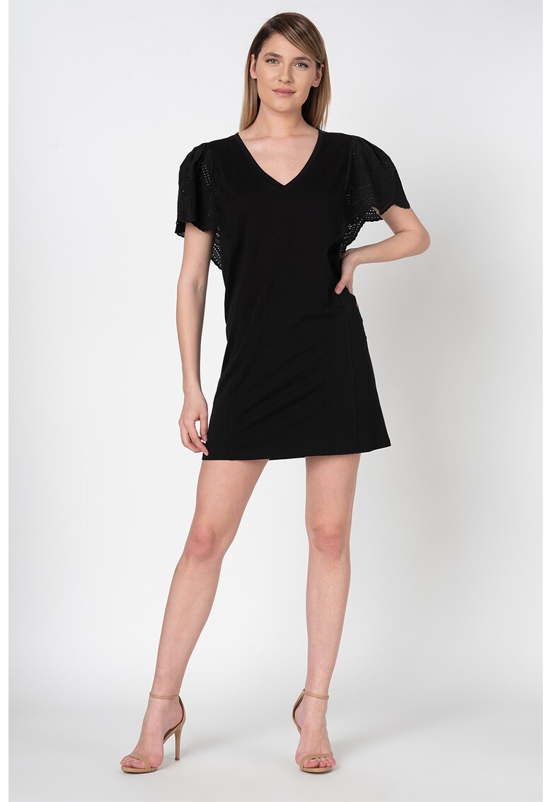 Rochie tip tricou din bumbac cu detalii brodate