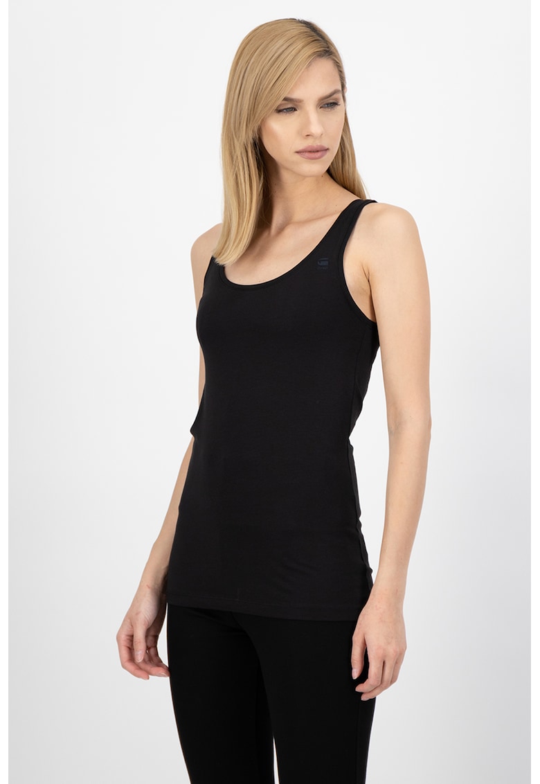 Top slim fit din bumbac organic Base - Negru