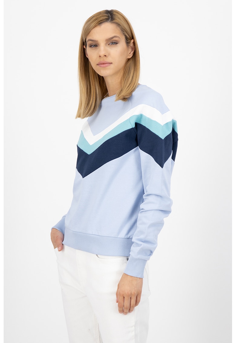 Bluza sport cu model colorblock si maneci raglan