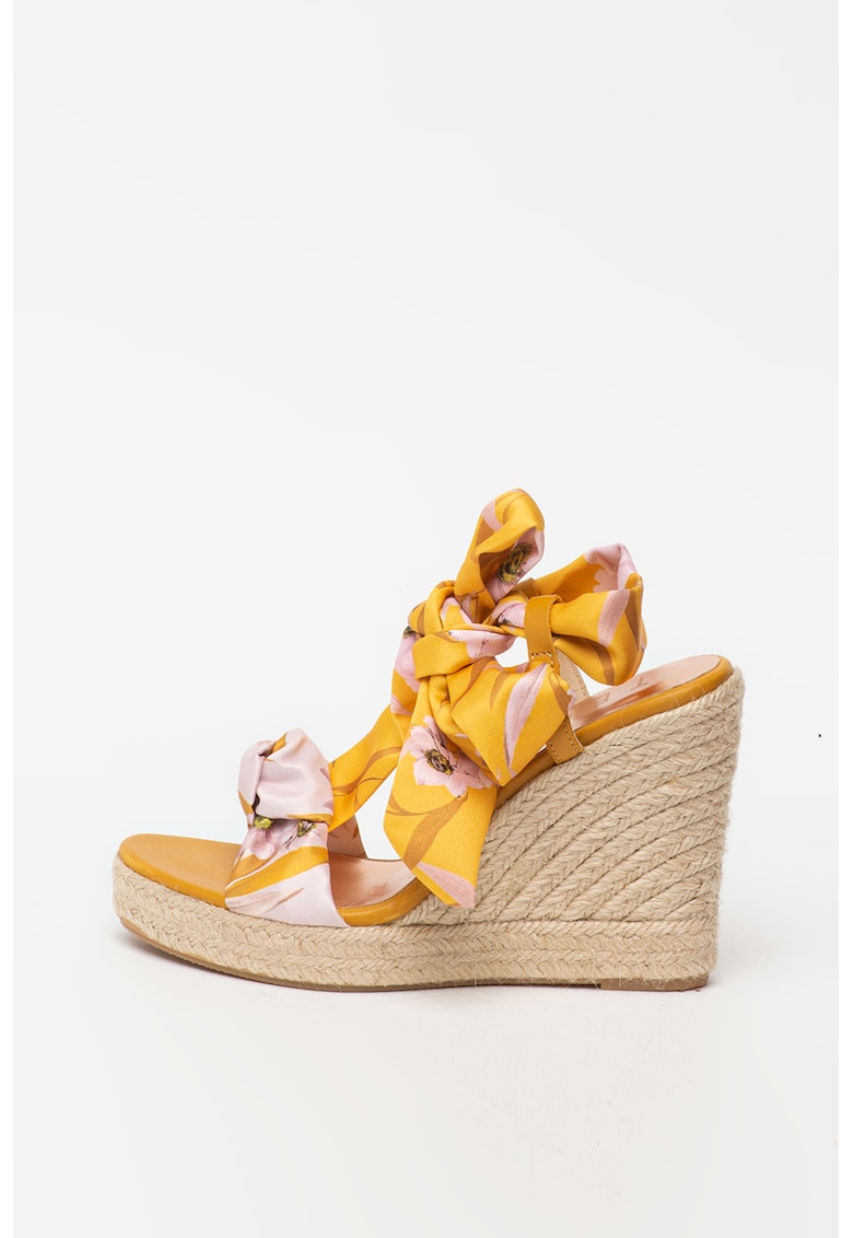 Sandale wedge tip espadrile cu model floral Kelissa