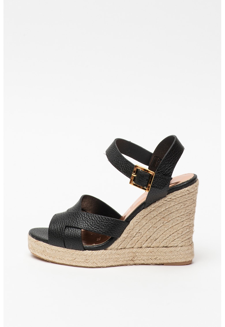 Sandale tip espadrile de piele cu talpa wedge Sellana