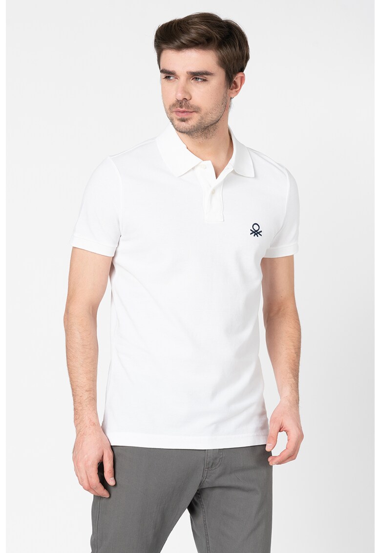 Tricou polo slim fit cu broderie logo