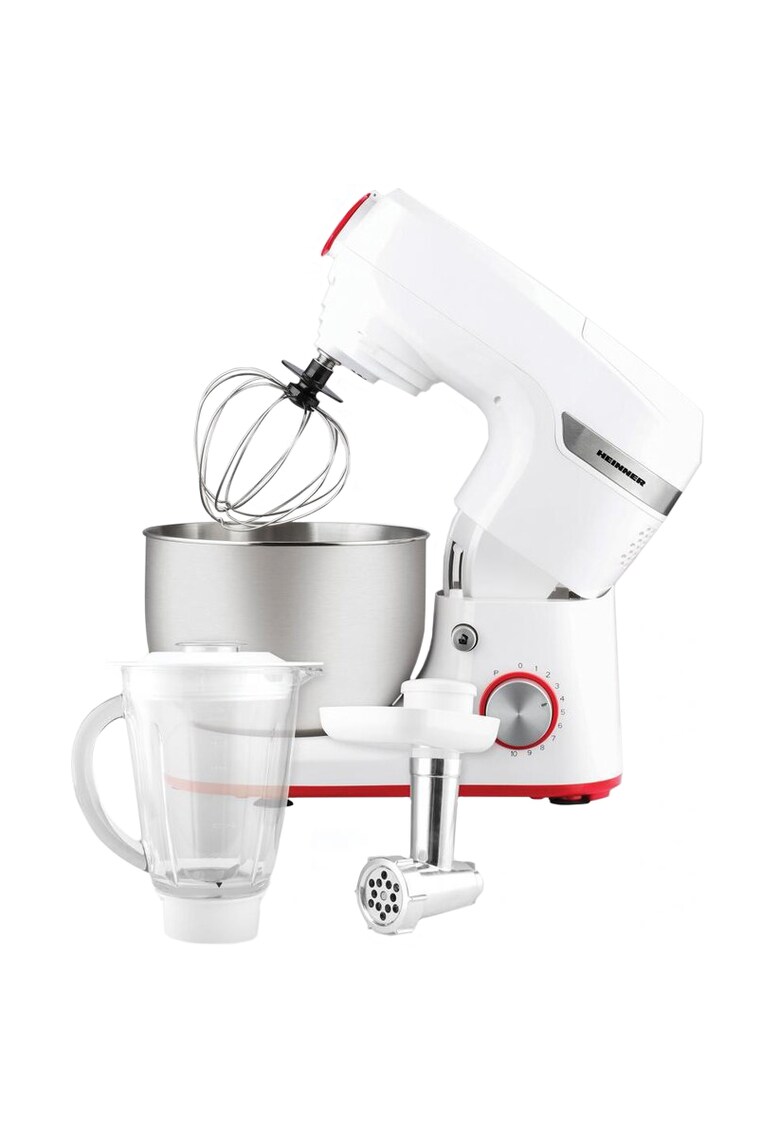 Robot de bucatarie   - 1000W - miscare planetara - accesoriu masina de tocat si blender - bol 5.5 L - 10 viteze + pulse - Alb