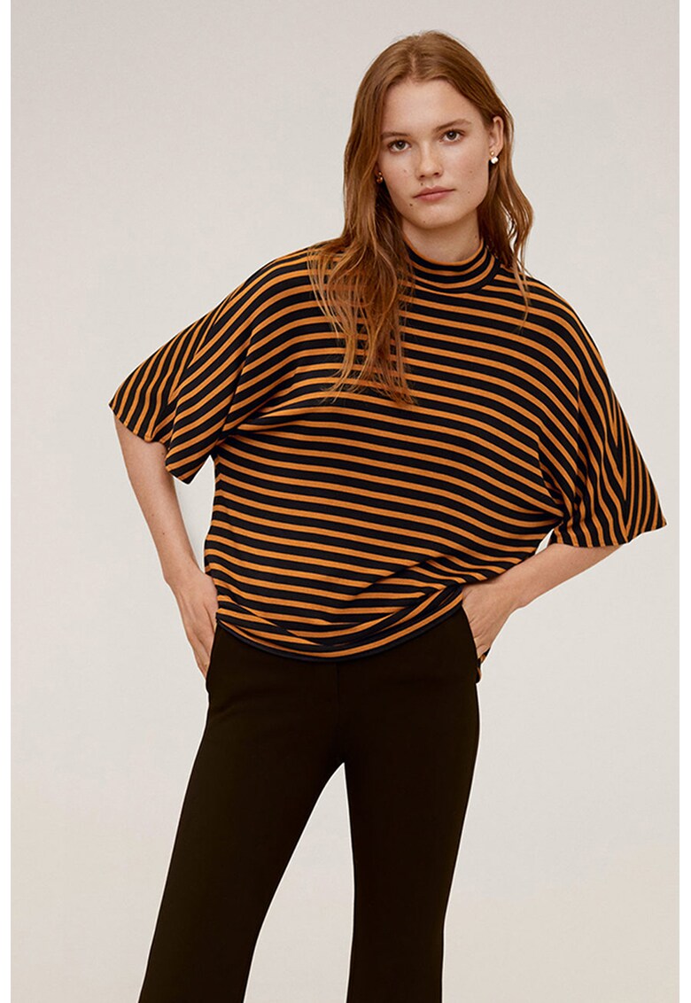 Bluza din tricot fin cu maneci scurte Stripe