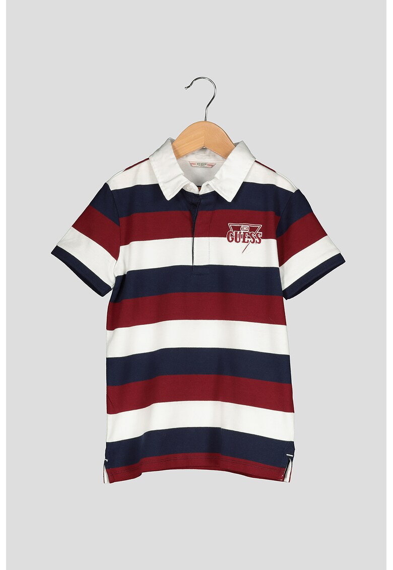 Tricou polo in dungi cu broderie logo