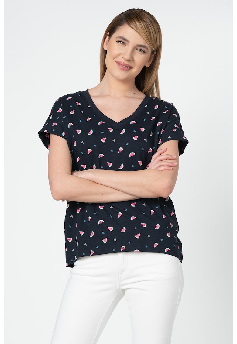 Tricou din bumbac organic cu decolteu in V