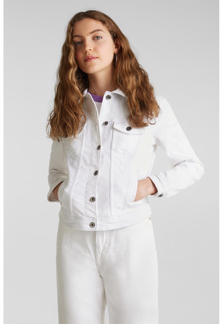 Jacheta de denim - Alb optic