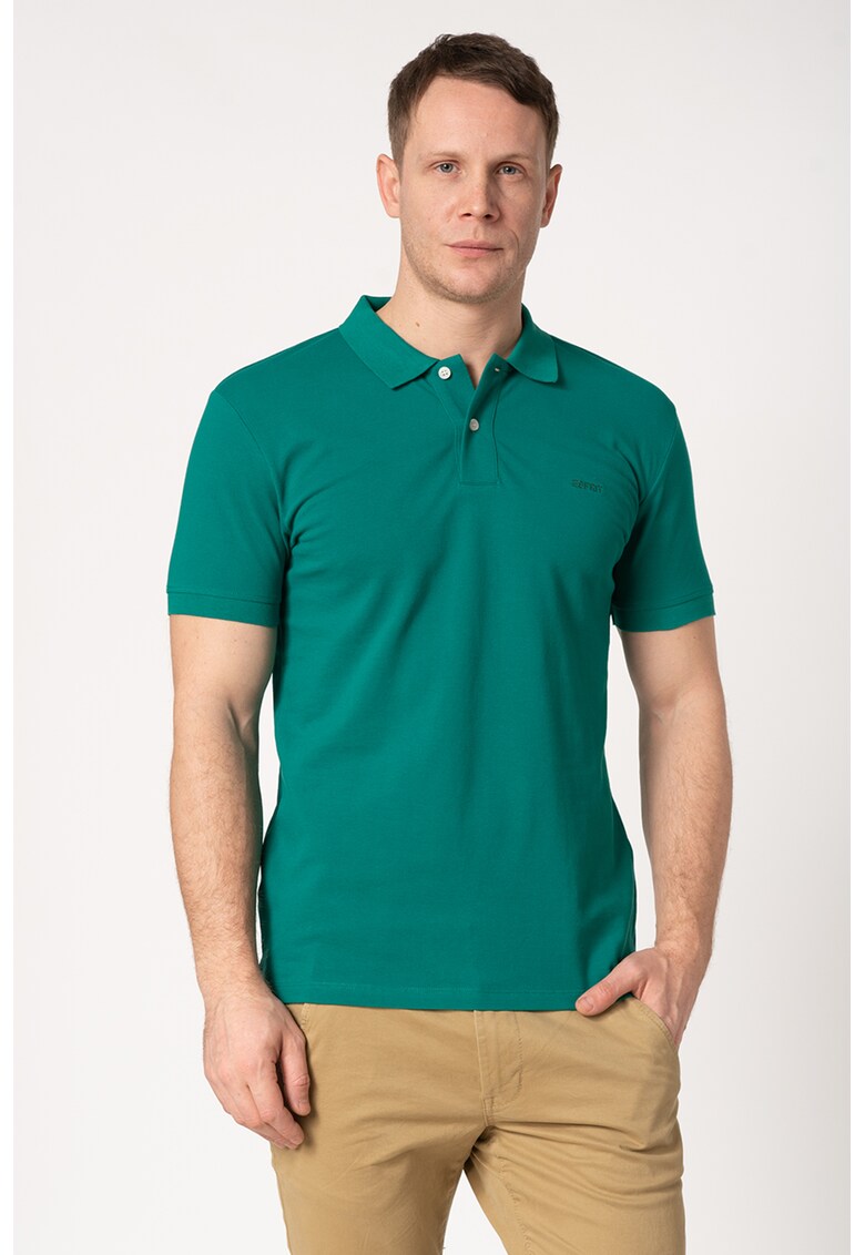 Tricou polo din bumbac cu detaliu logo brodat