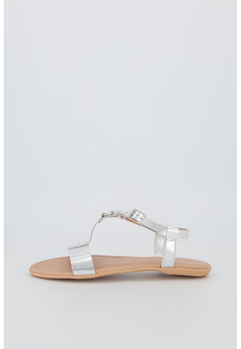 Sandale de piele cu aspect metalizat