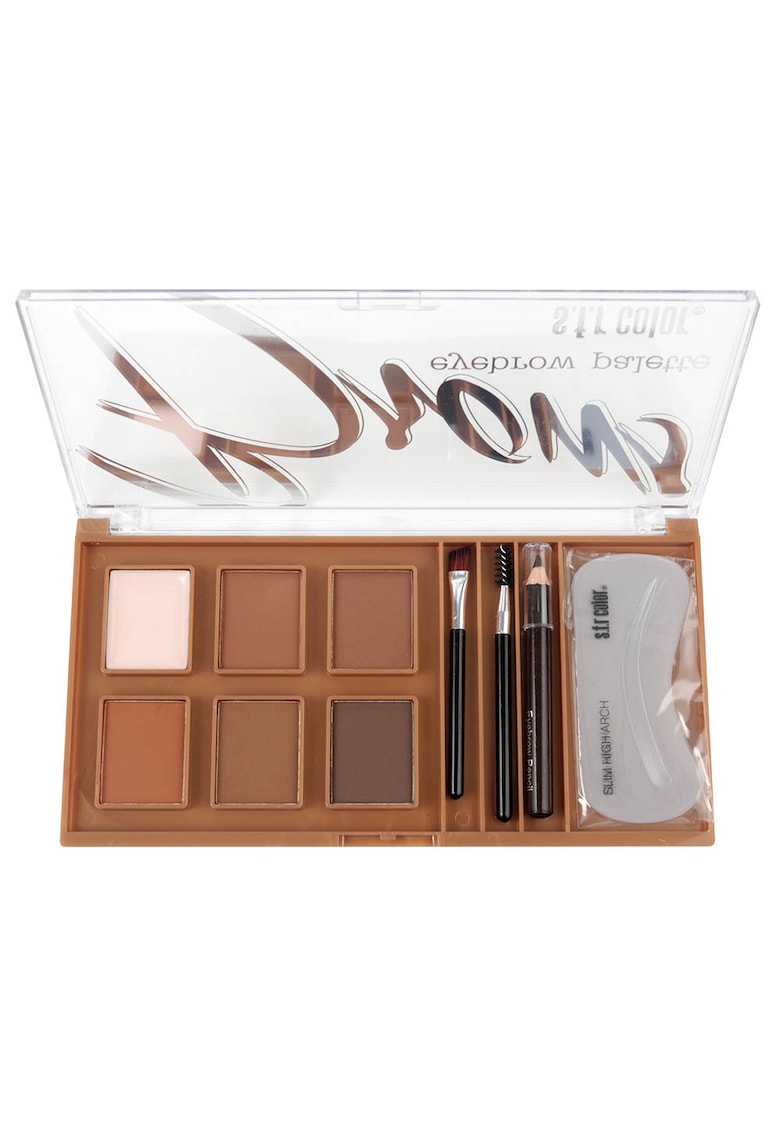 Kit Complet pentru Sprancene S.F.R Color Eyebrow Palette cu Ceara Fixare - Fard - Creion - Sabloane si Pensule Aplicare - A