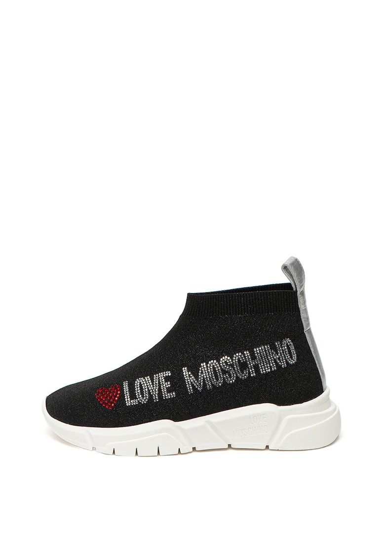 Pantofi sport slip-on tricotati - cu logo din strasuri