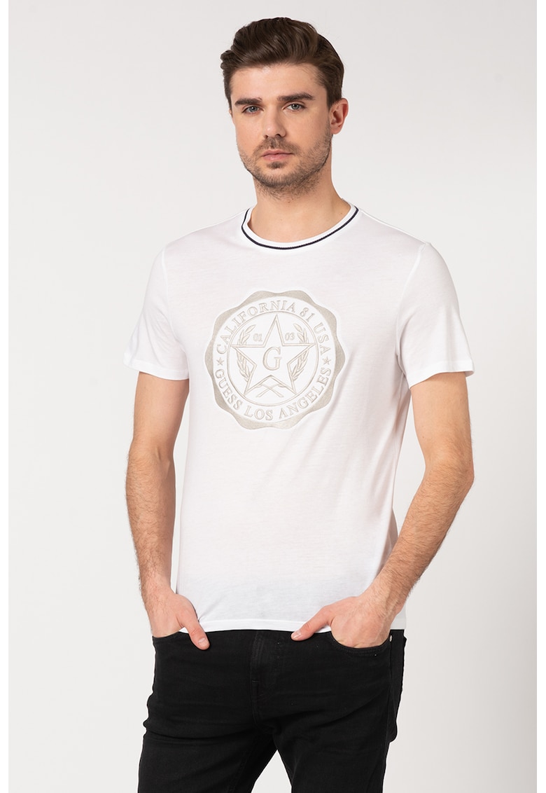 Tricou slim fit cu broderie logo