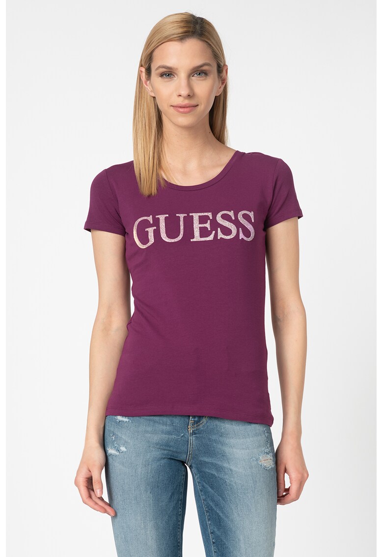 Tricou cu imprimeu logo stralucitor