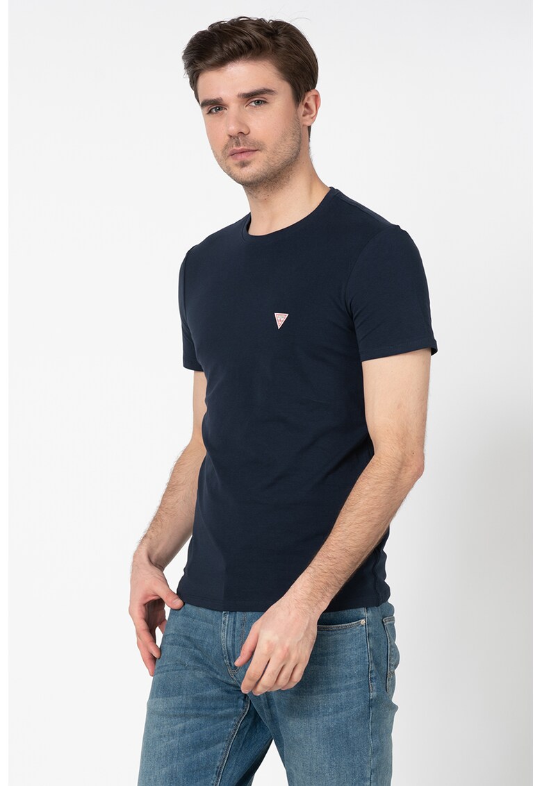 Tricou super slim fit cu aplicatie logo pe piept 1