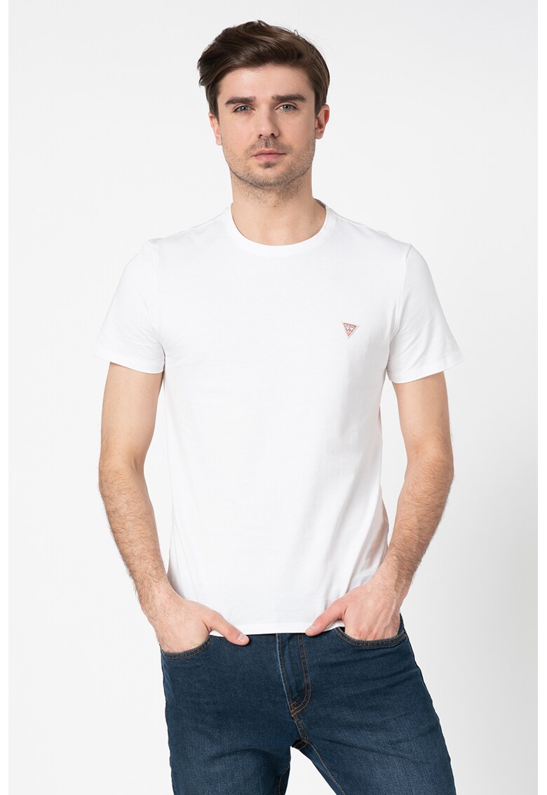 Tricou slim fit cu aplicatie logo discreta