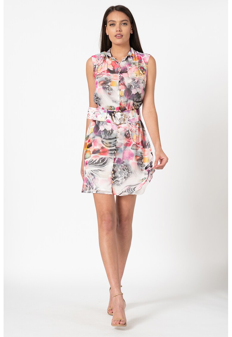 Rochie cu imprimeu floral si curea