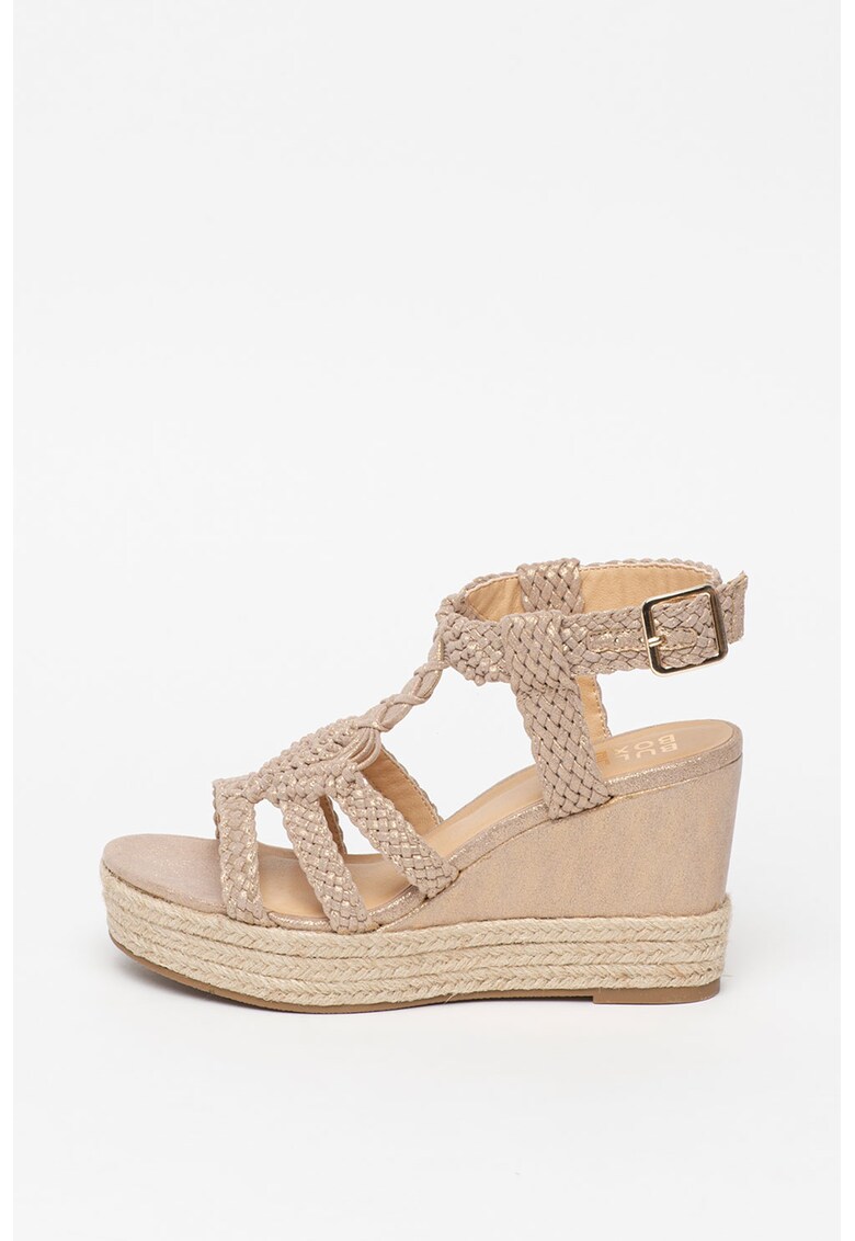 Sandale tip espadrile wedge - cu aspect impletit