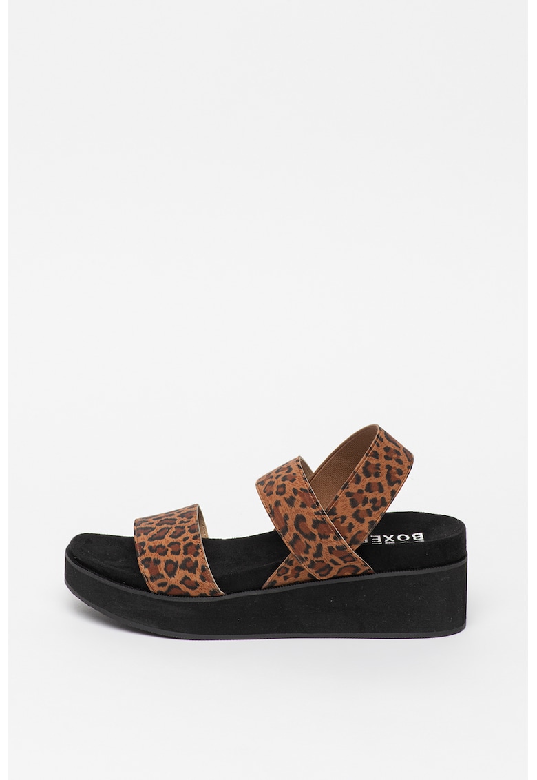 Sandale wedge cu animal print