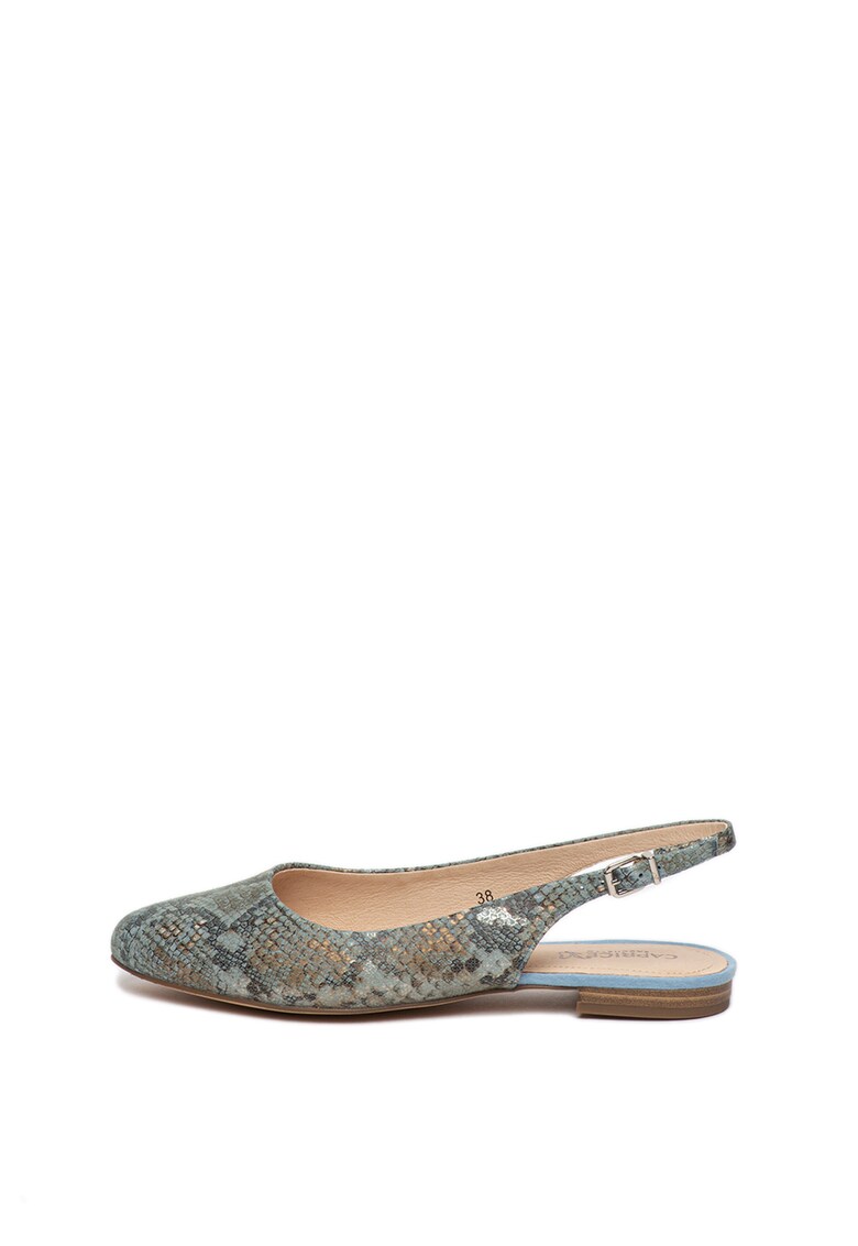 Balerini slingback de piele intoarsa cu aspect de piele de sarpe