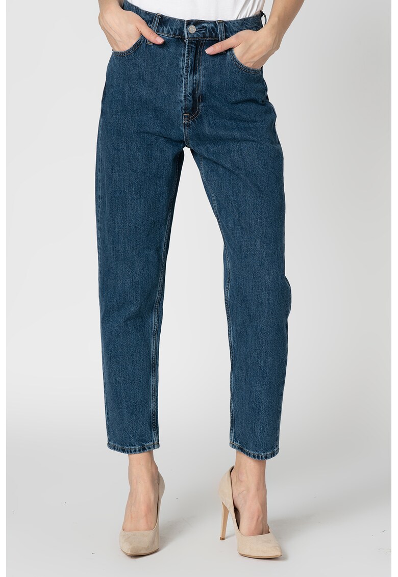 Blugi crop cu talie inalta