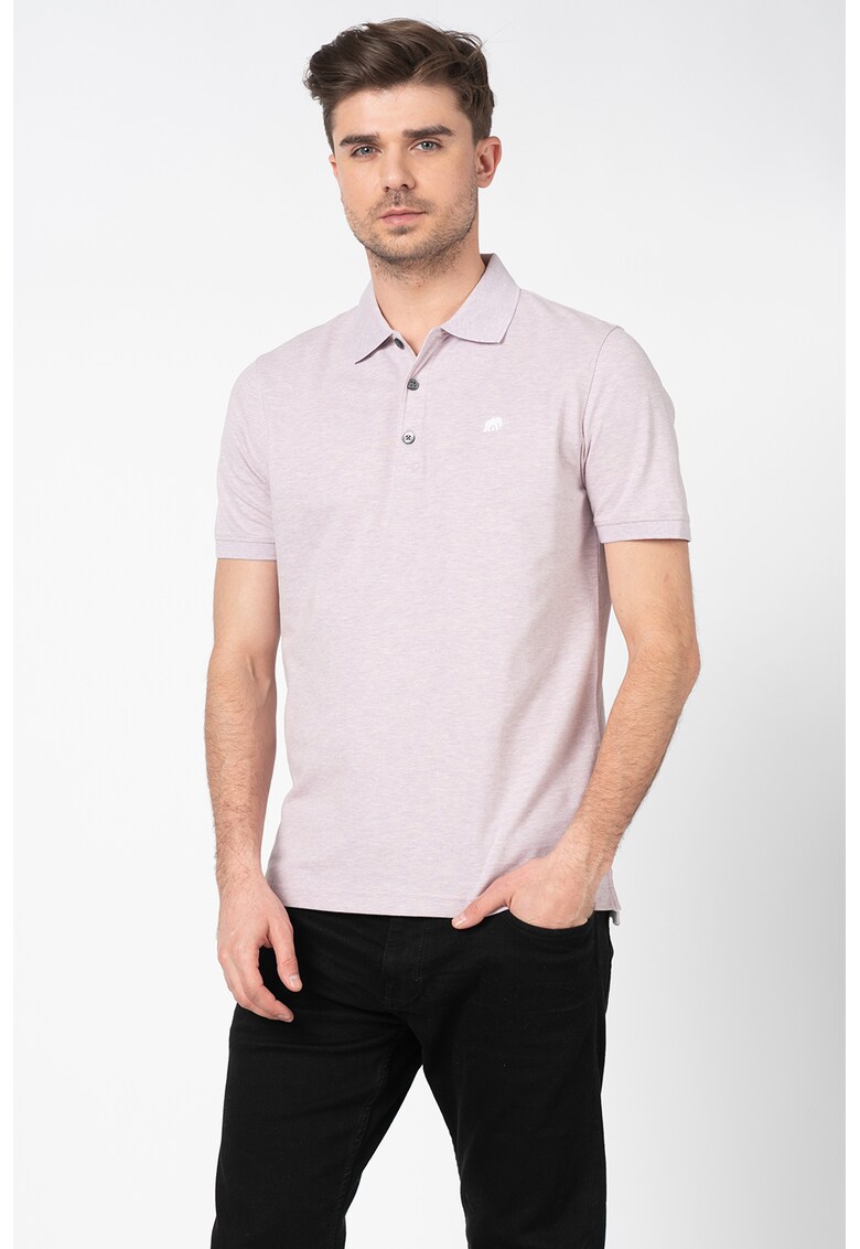 Tricou polo regular fit cu aspect de pique