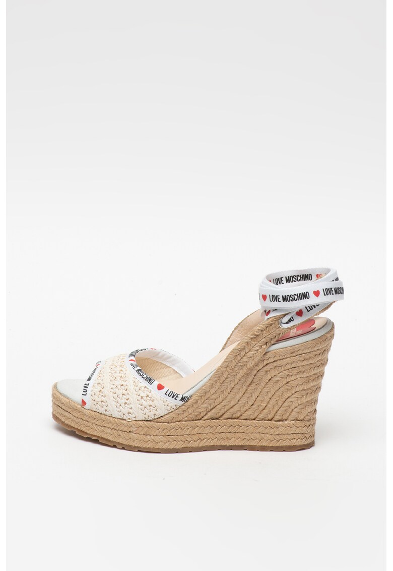 Sandale wedge tip espadrile cu banda logo