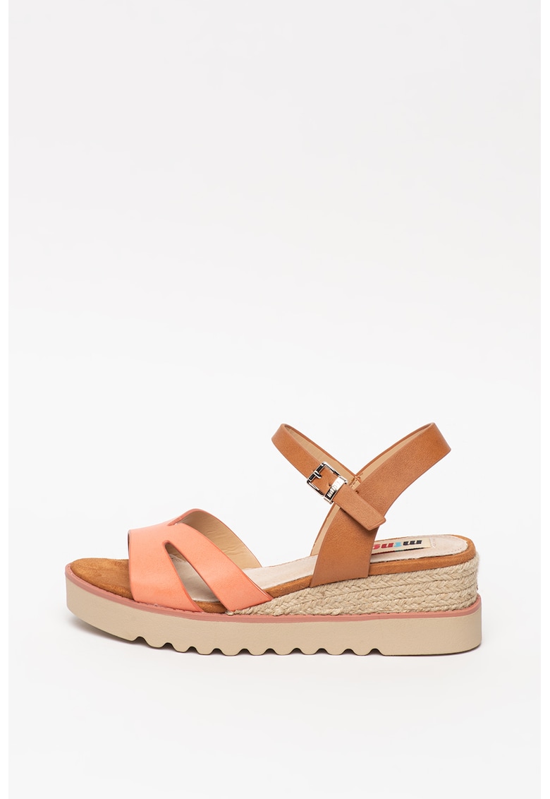 Sandale wedge de piele ecologica